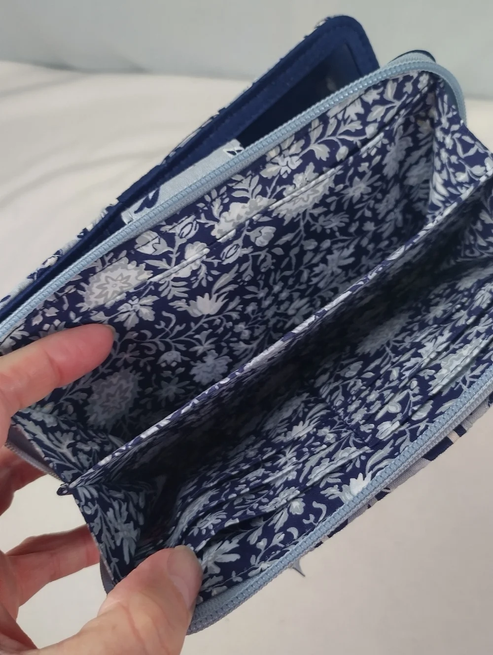 Vera Bradley Teal and Navy Zip Around Clutch Wallet